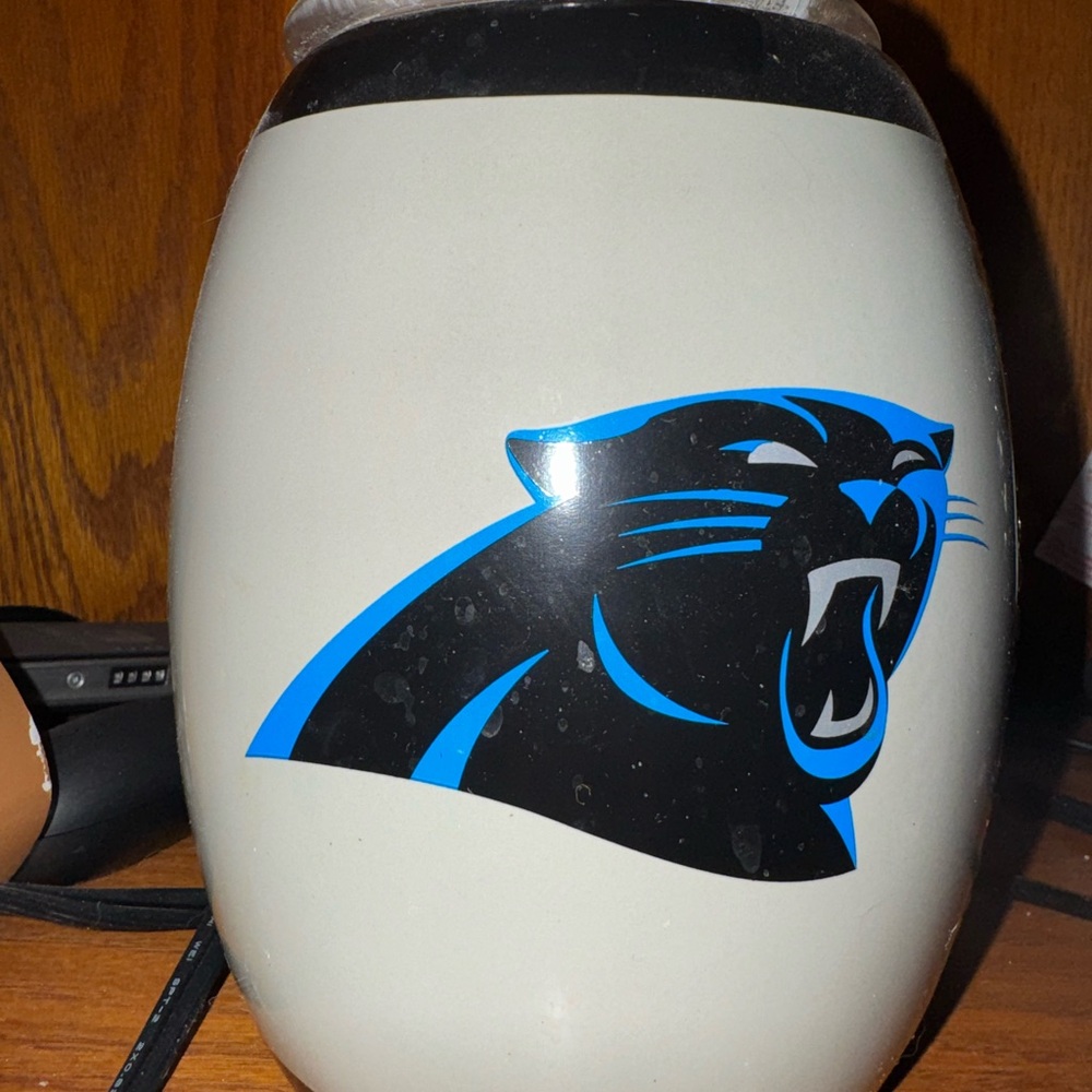 Scentsy White Warmer with Black and Carolina Blue Panther Graphic